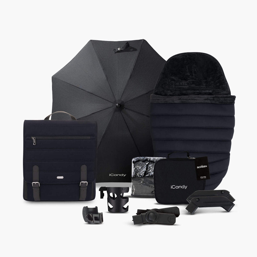 iCandy Peach 7 Stroller and Bassinet Complete Bundle - Black