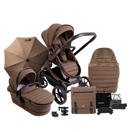 iCandy Peach Stroller and Bassinet Complete Bundle in Coco
