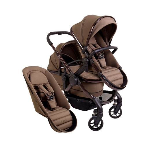 iCandy Peach double stroller with bassinet in Coco