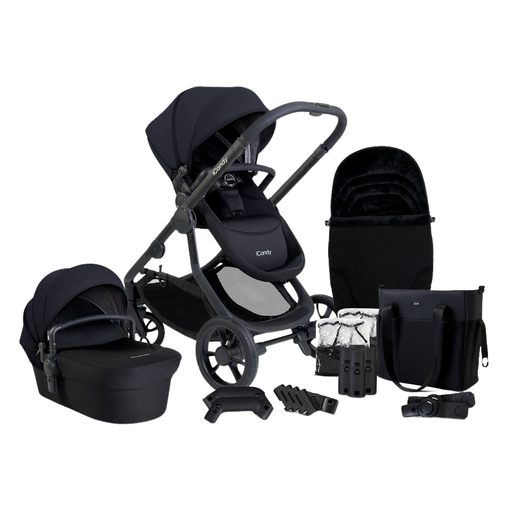 iCandy Orange 4 Stroller and Bassinet Complete Bundle Black Edition