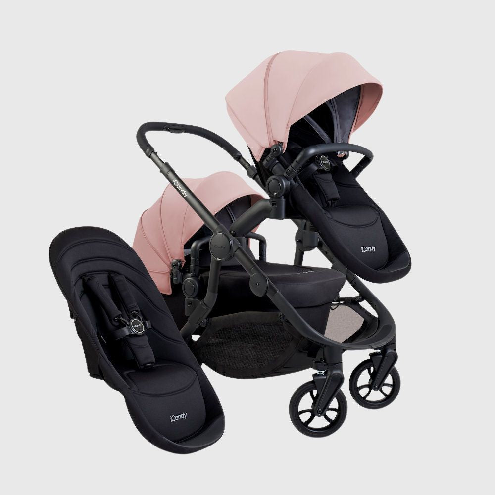 iCandy Orange Double Stroller and Bassinet Bundle Rose