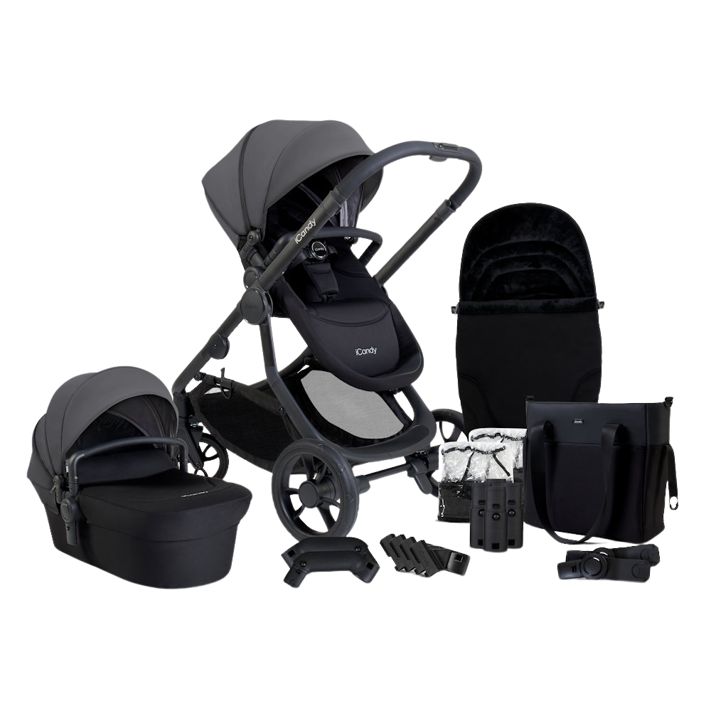 iCandy Orange Stroller and Bassinet Complete Bundle Fossil