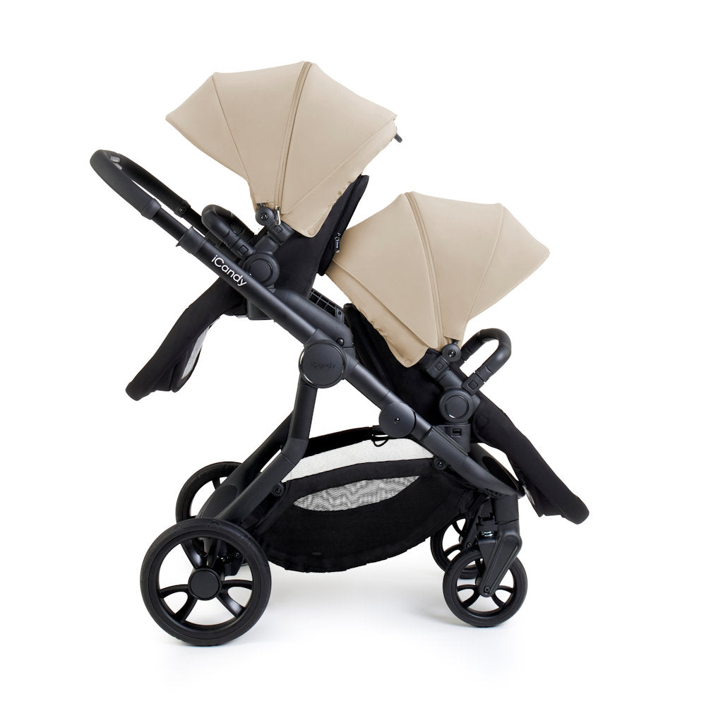 iCandy Orange 4 Double Stroller and Bassinet Bundle - Latte