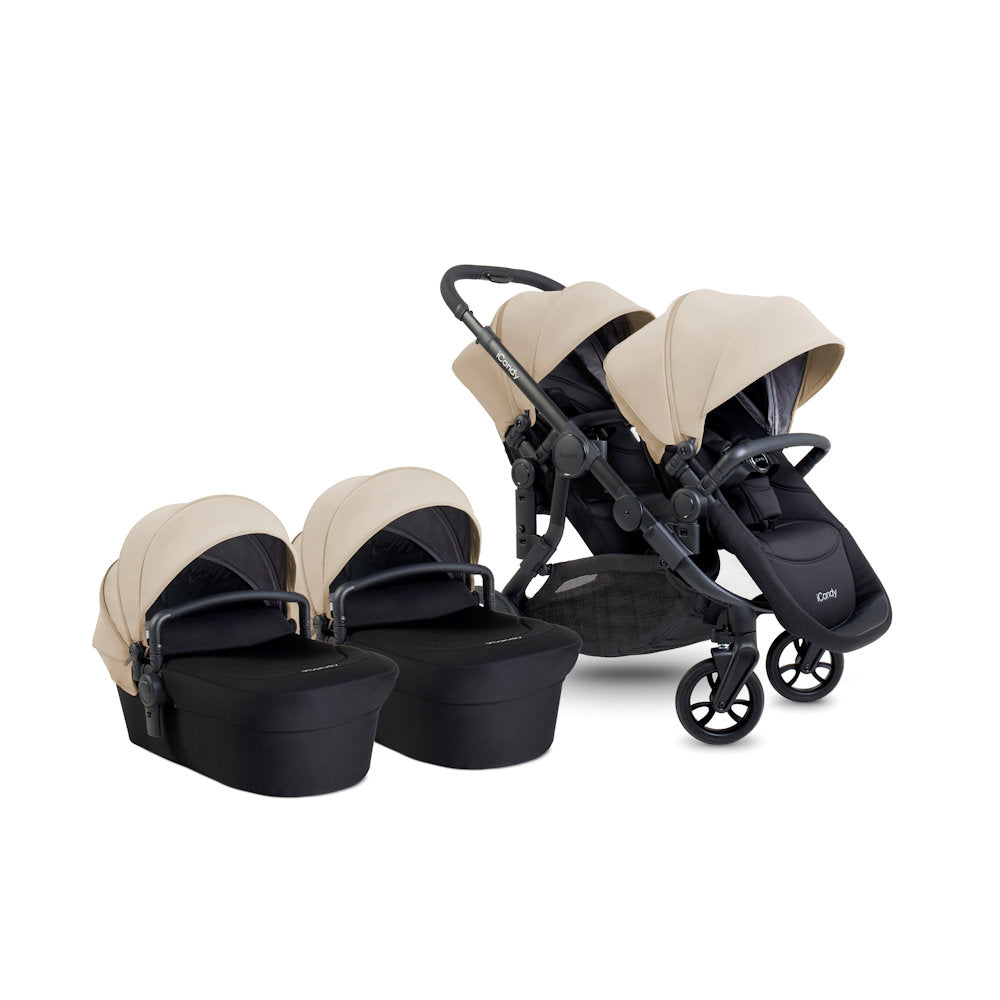 iCandy Orange 4 Twin Stroller and Bassinet Bundle Latte