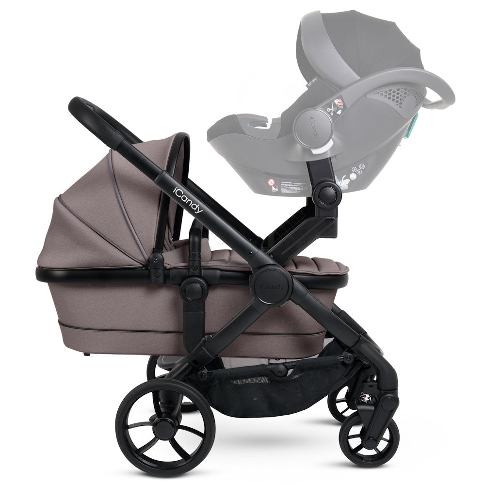 iCandy Peach 7 Double Stroller and Bassinet - Porcini
