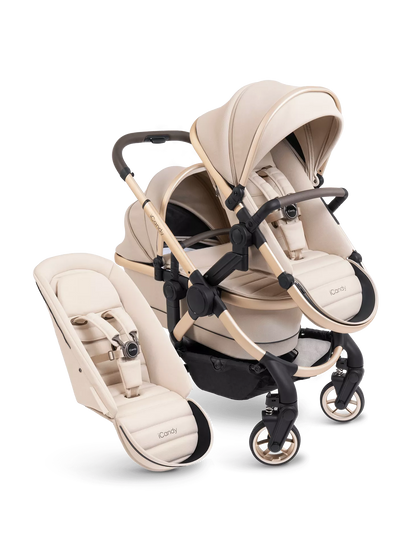iCandy Peach 7 Double Stroller and Bassinet - Biscotti