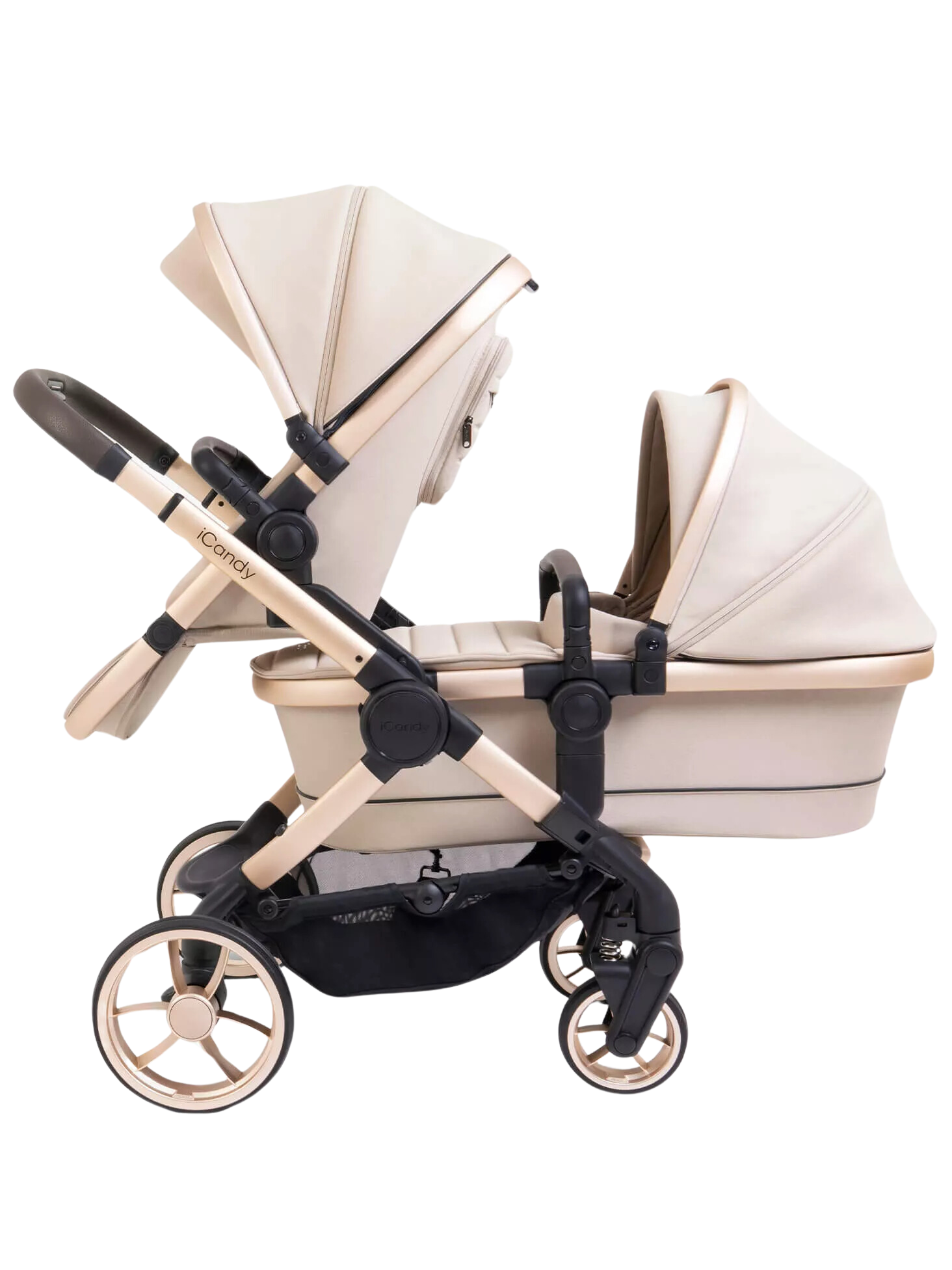 iCandy Peach 7 Double Stroller and Bassinet - Biscotti