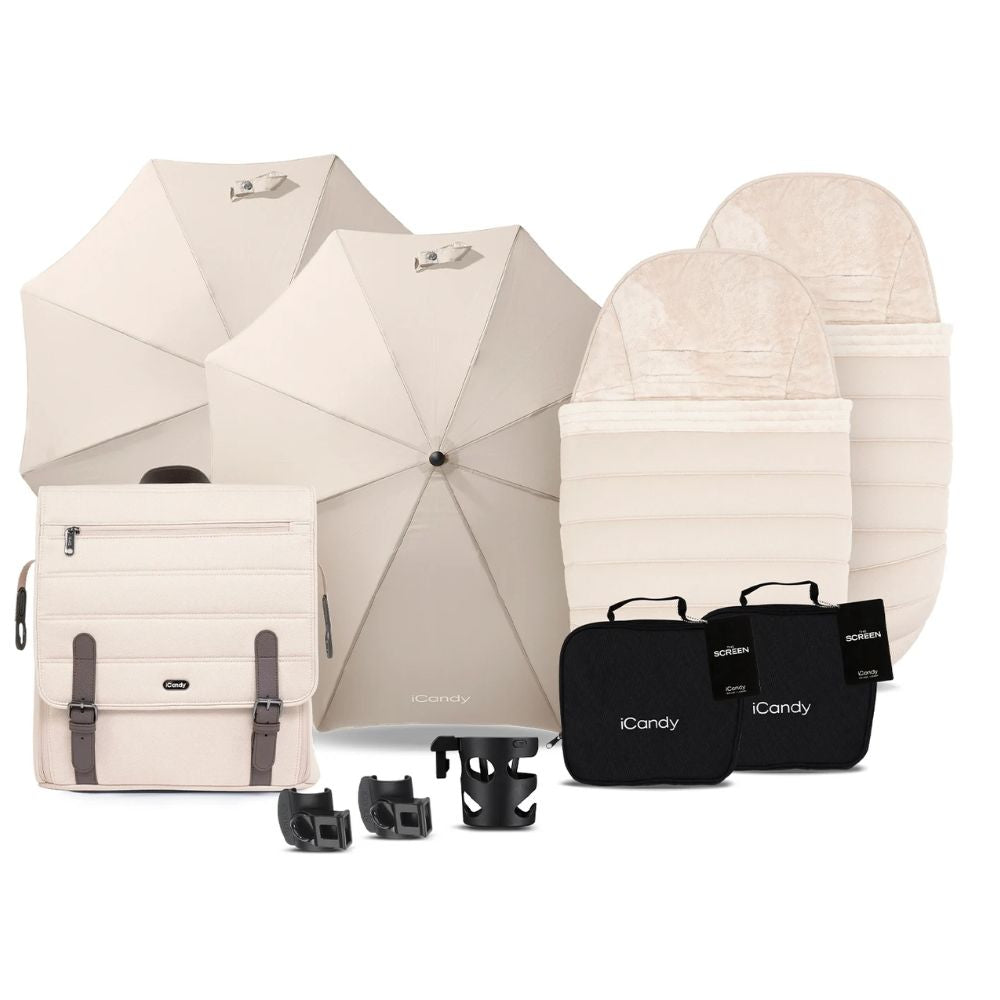 iCandy Peach 7 Double Stroller and Bassinet Complete - Biscotti