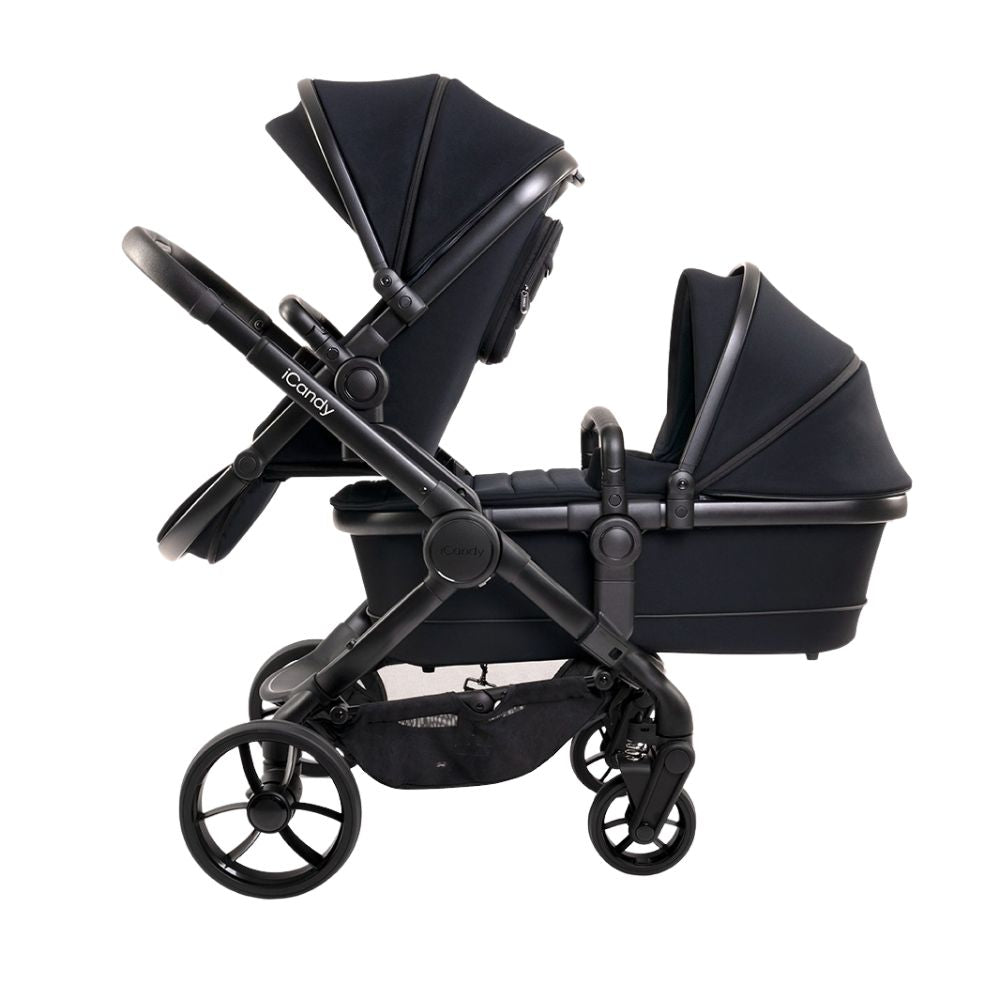 iCandy Peach 7 Double Stroller and Bassinet Complete - Black