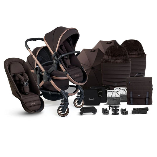 iCandy Peach 7 Double Stroller and Bassinet Complete - Pecan