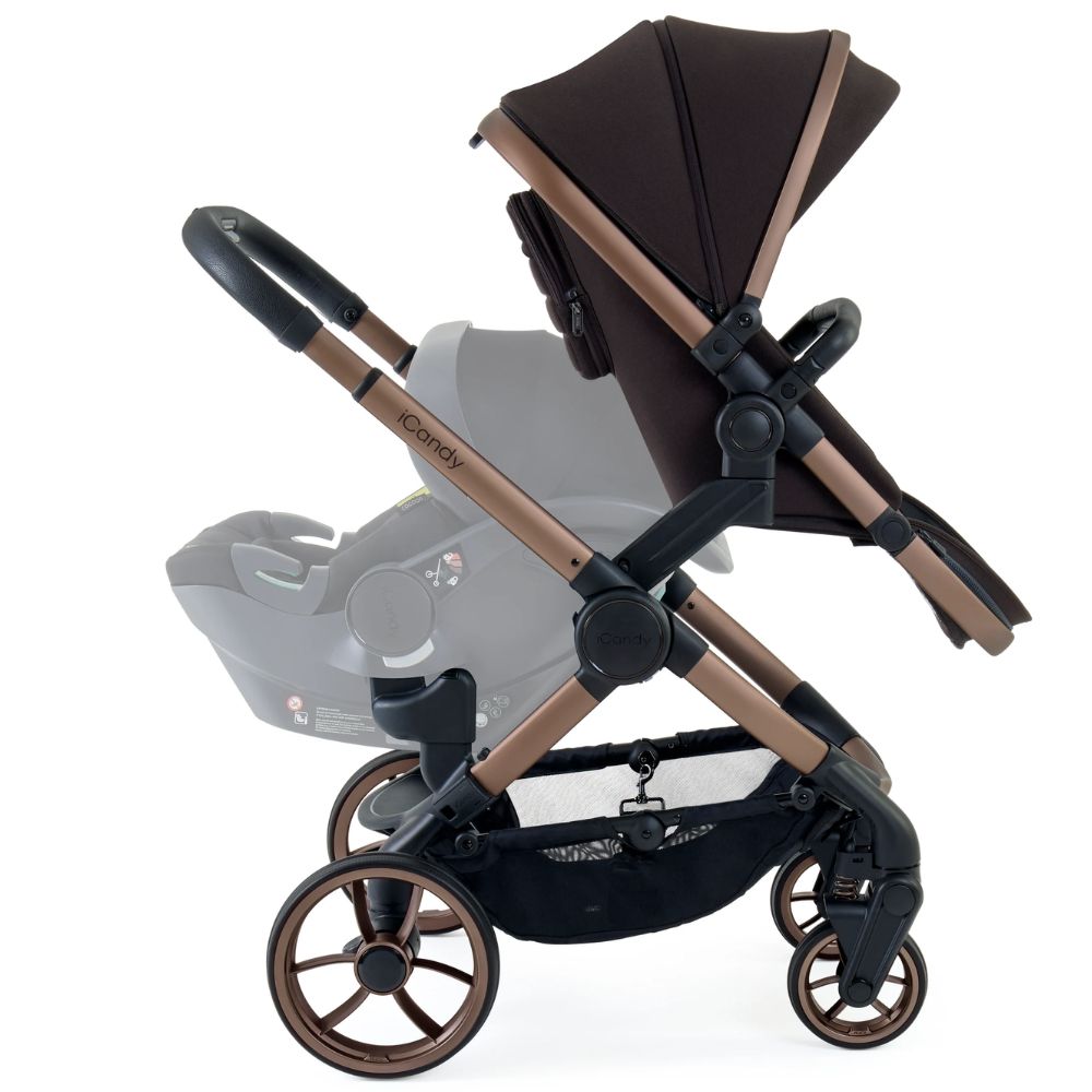 iCandy Peach 7 Double Stroller and Bassinet Complete - Pecan