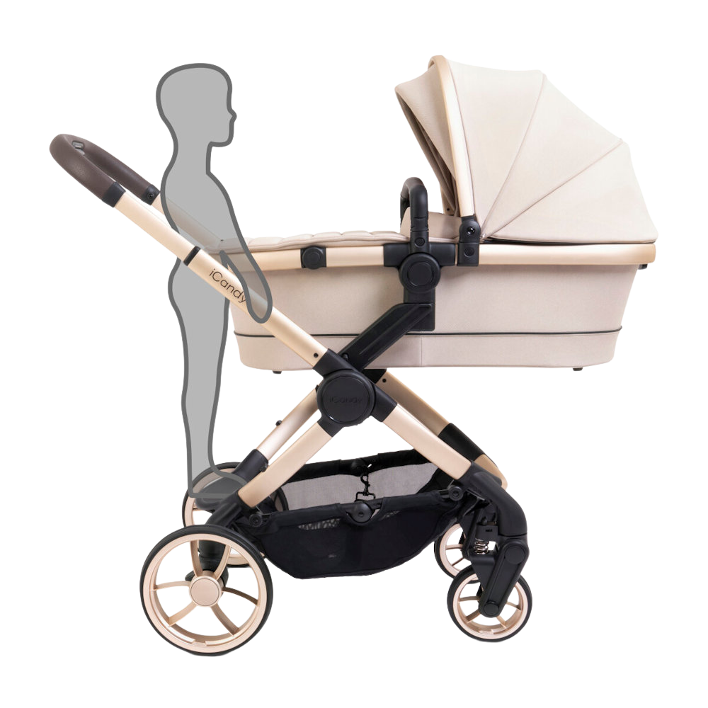 iCandy Peach Stroller, Bassinet Accessories Bundle Biscotti