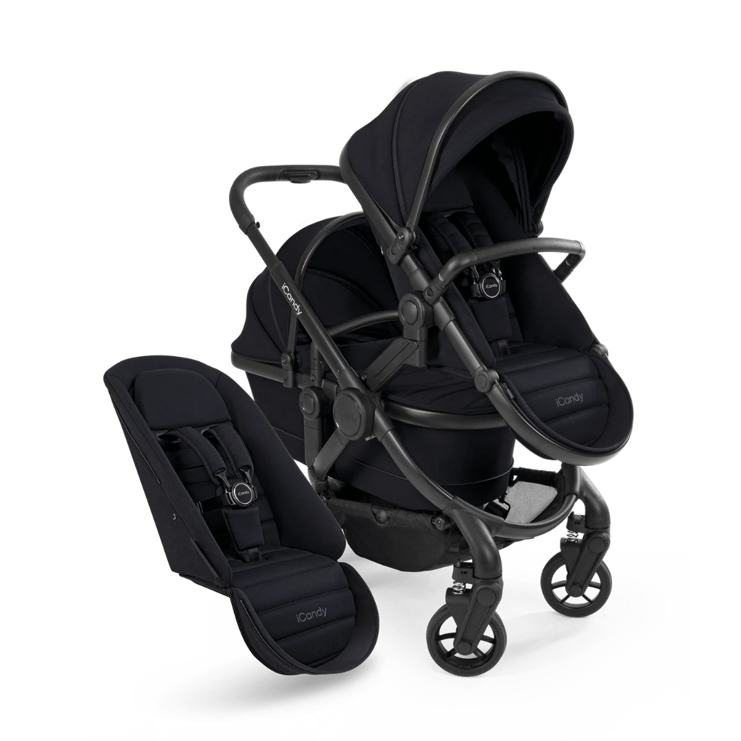 iCandy Peach 7 Double Stroller and Bassinet Complete - Black