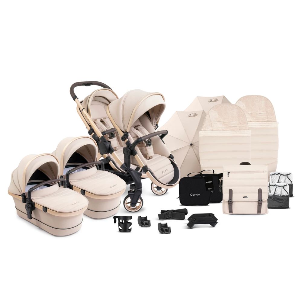 iCandy Peach 7 Twin Stroller and Bassinet Complete - Biscotti