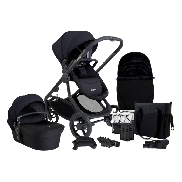 iCandy Orange 4 Stroller and Bassinet Complete Bundle Black Edition