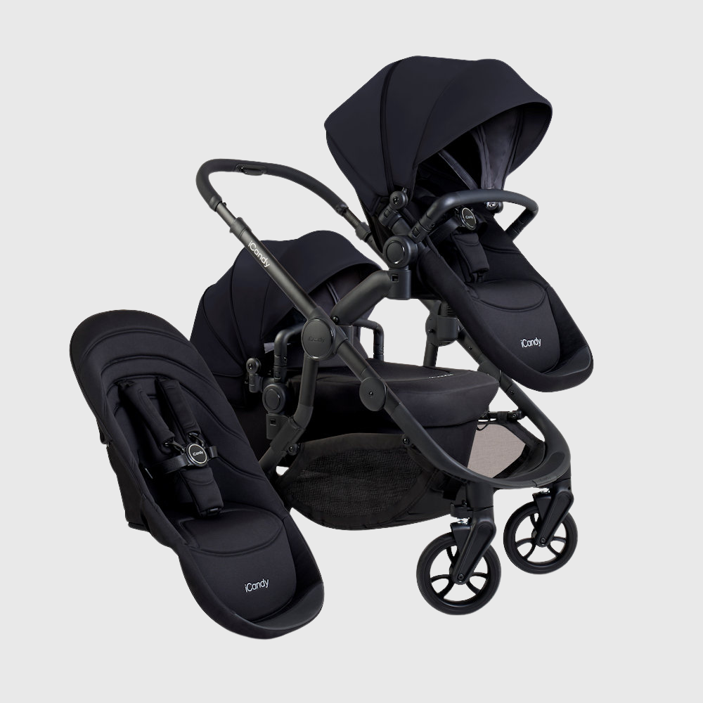 iCandy Orange 4 Double Stroller and Bassinet Bundle - Black Edition