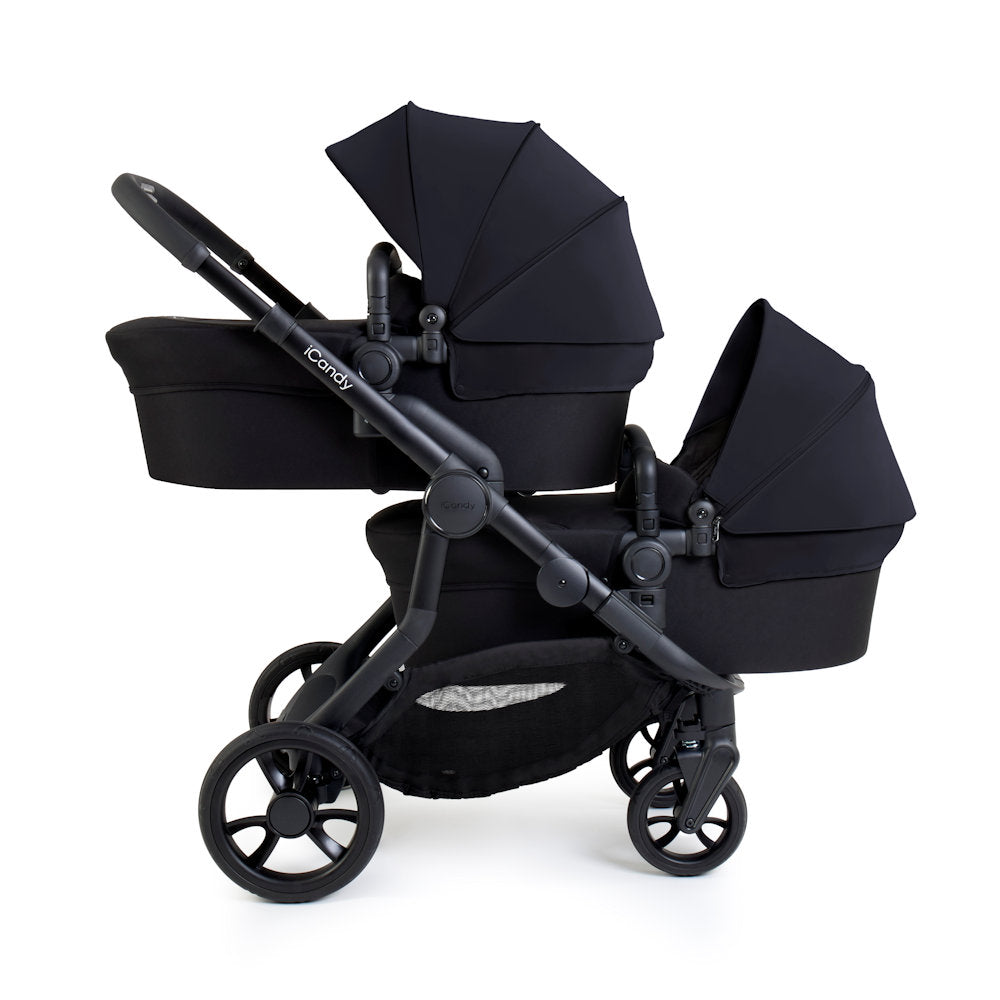 iCandy Orange 4 Twin Stroller and Bassinet Bundle - Black Edition