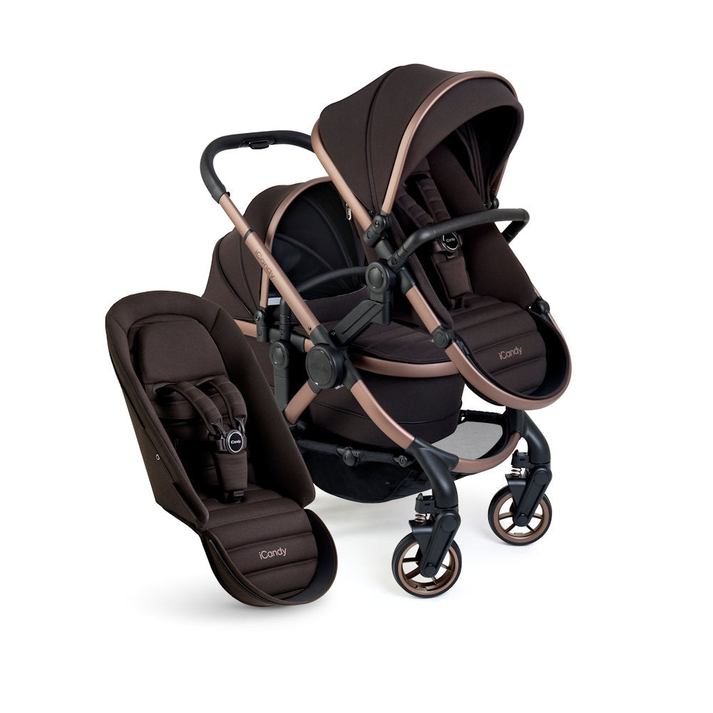 iCandy Peach 7 Double Stroller and Bassinet - Pecan