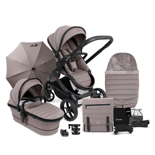 iCandy Peach 7 Stroller and Bassinet Complete Bundle - Porcini