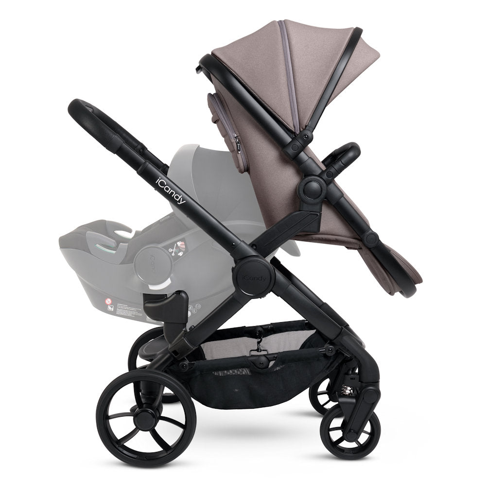 iCandy Peach 7 Double Stroller and Bassinet - Porcini
