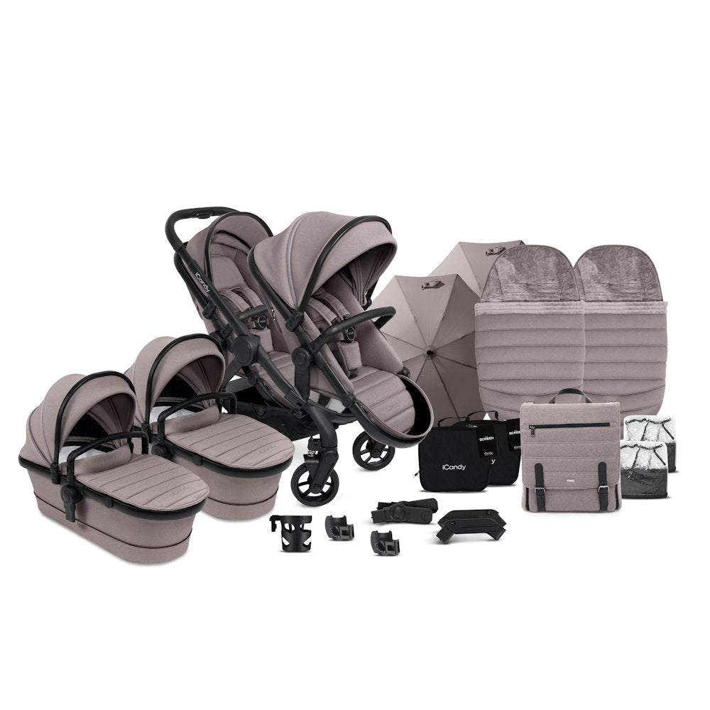 iCandy Peach 7 Twin Stroller and Bassinet Complete - Porcini